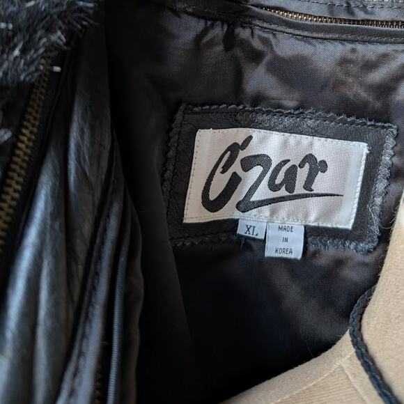 Vintage Black Leather Penny Lane Coat Faux Fur Trench Minimalist Goth Jacket - Picture 10 of 12